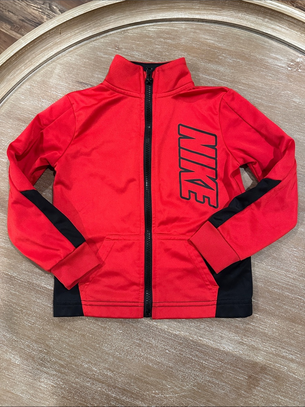 Nike Toddler Boys Colorblock Tricot Track Jacket Full Zip Red/Black Size 3T